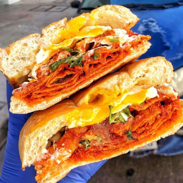 Famous Chilaquiles Breakfast Torta.