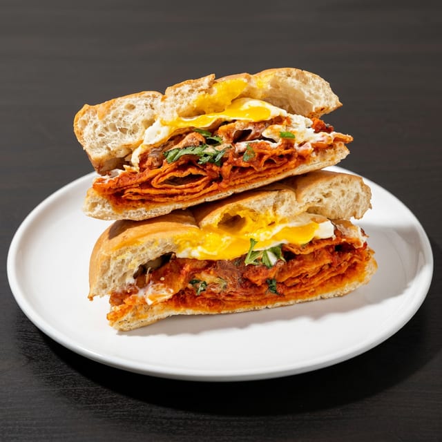 Famous Chilaquiles Breakfast Torta.