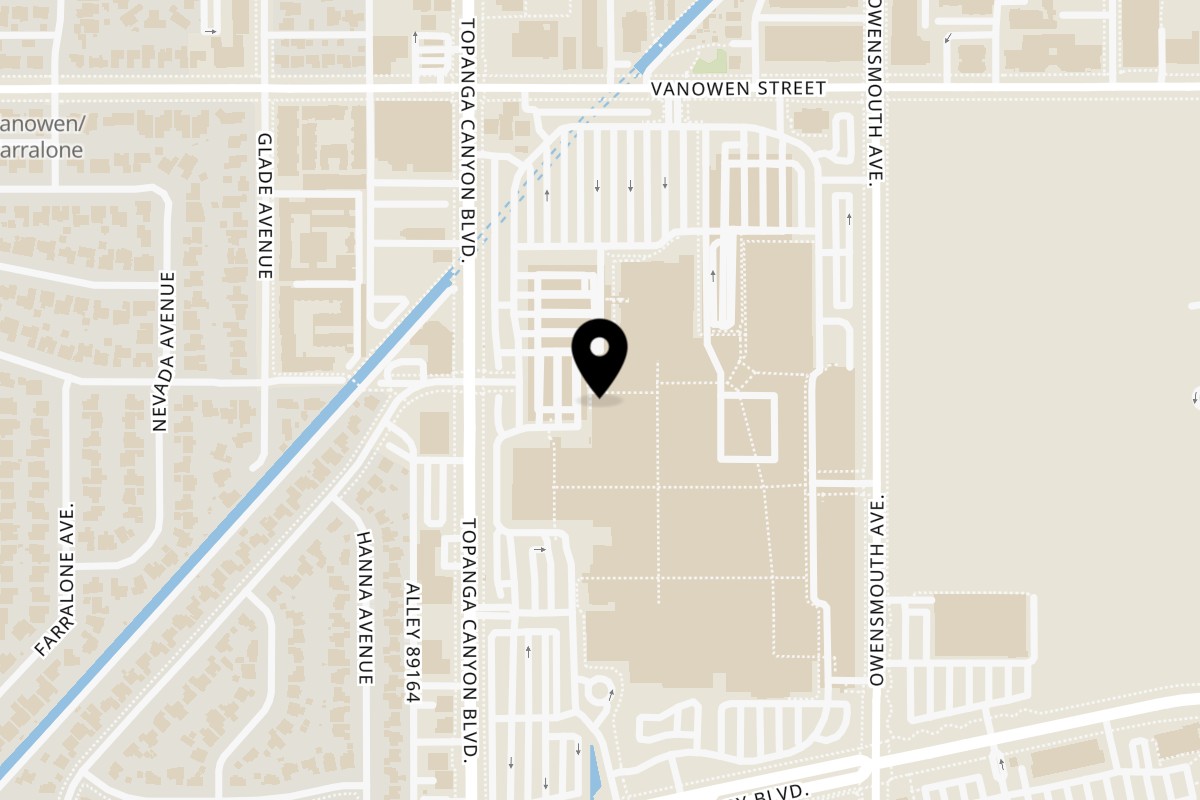 Map showing the location of Cilantro Lime Canoga Park on 6600 CA-27 in Canoga Park